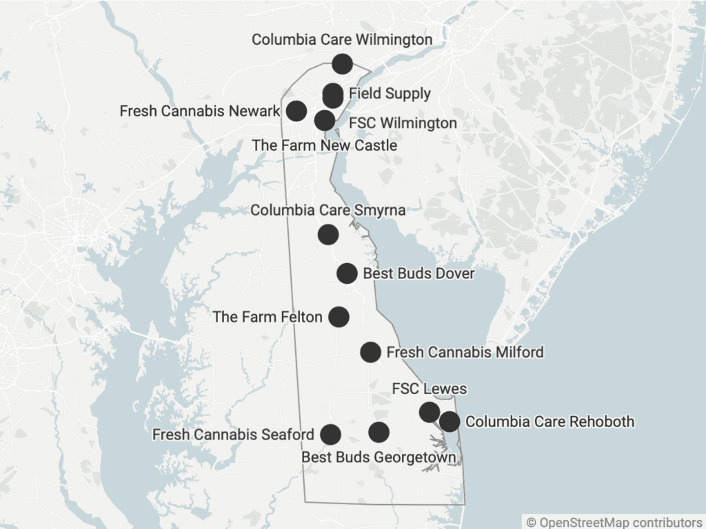 Map: Delaware medical marijuana dispensaries